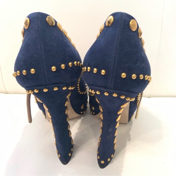 MIU MIU Studded Navy Blue Suede Shoe Sz 40.5 - Picture 5 of 8